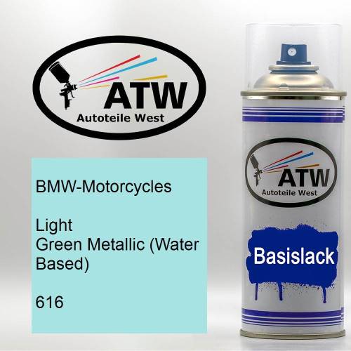 BMW-Motorcycles, Light Green Metallic (Water Based), 616: 400ml Sprühdose, von ATW Autoteile West.